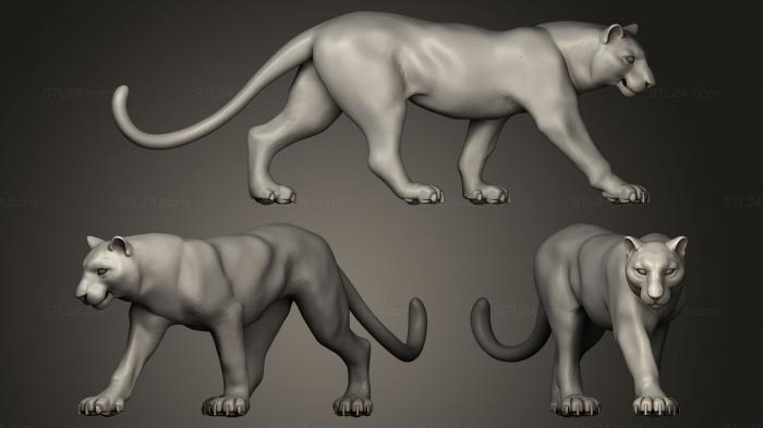 Статуэтки львы тигры сфинксы (Идущая пантера, STKL_0102) 3D модель для ЧПУ станка